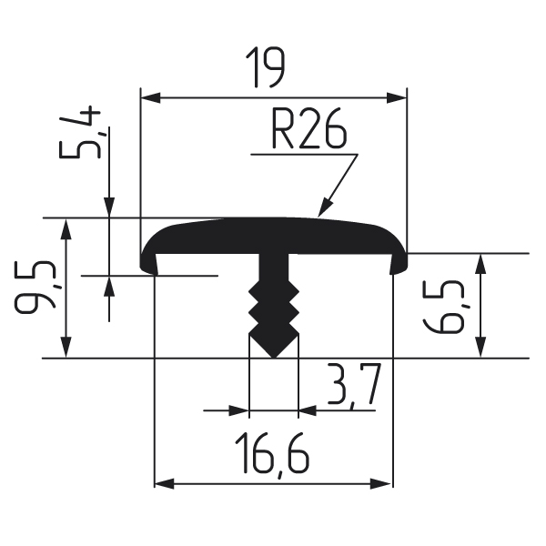 Профиль Т16-1мм гибкий  декор бук фактурный Р